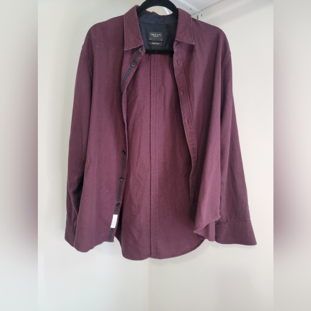 rag & bone Men's Plum Button-Down Casual Shirt - Picture 7 of 12